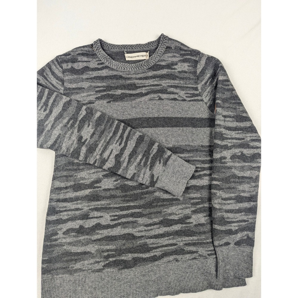 Obermeyer Mens Grey Camo Merino Wool Blend Crewneck Sweater Size M - Picture 4 of 14